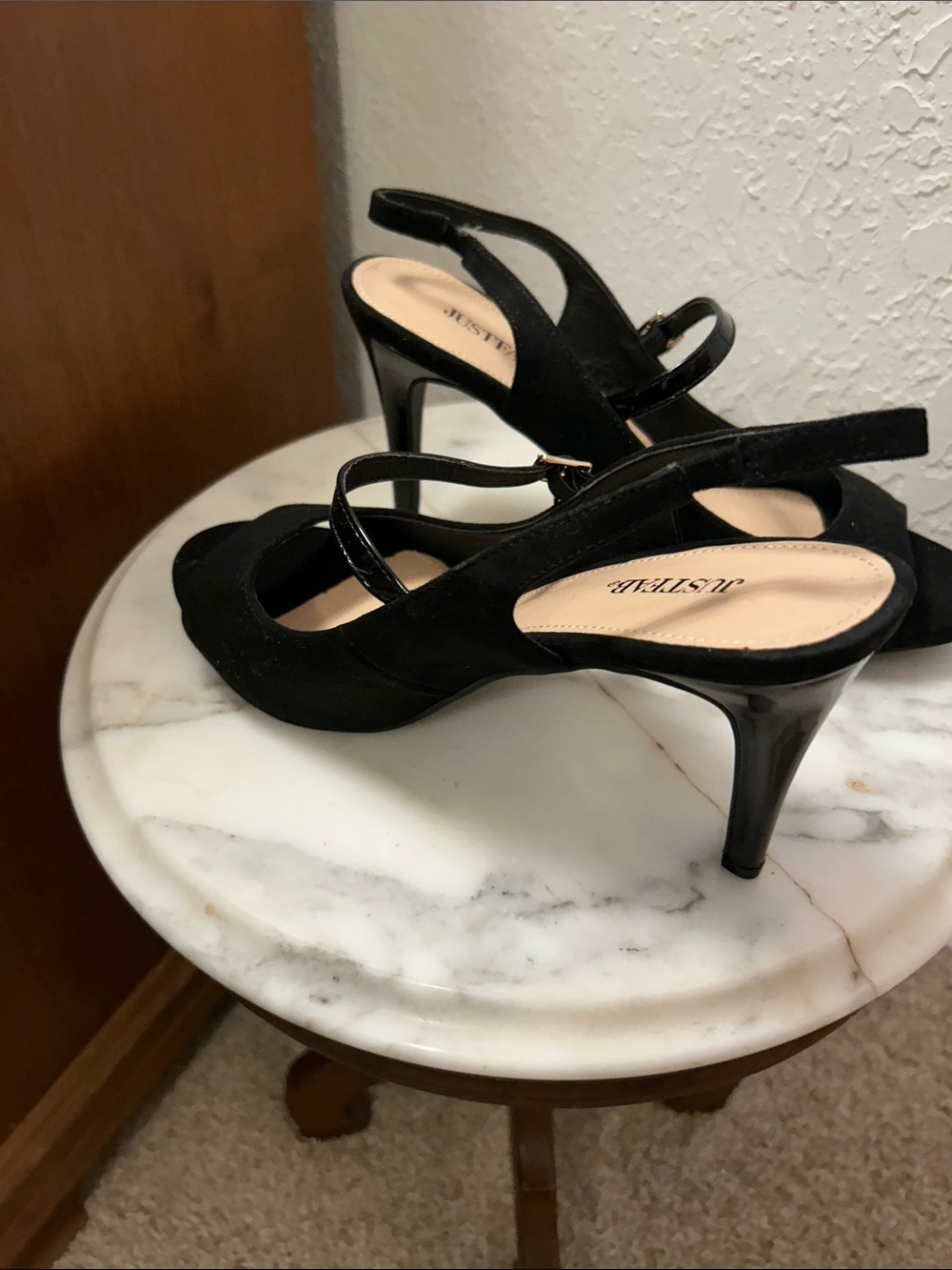 Black Open-Toe Slingback Heels. Like New. 10. 3 inch heel